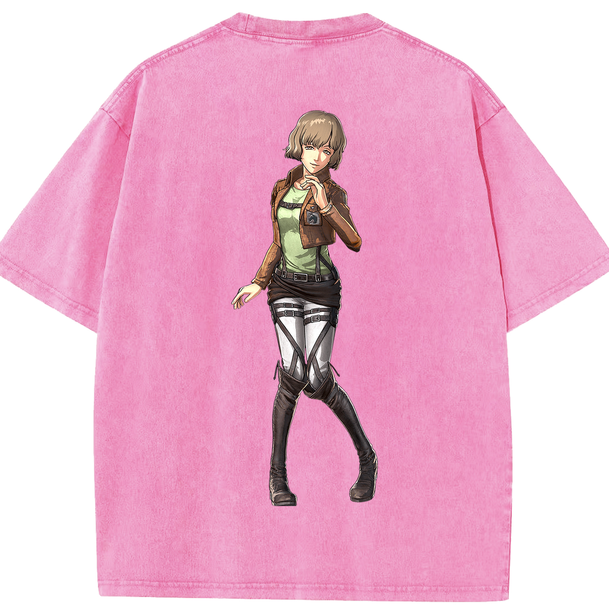 （画像用） 進撃の巨人 ヒツチ Attack on Titan Hitch 綿100% ヴィンテージ風 半袖Tシャツ（背面プリント）